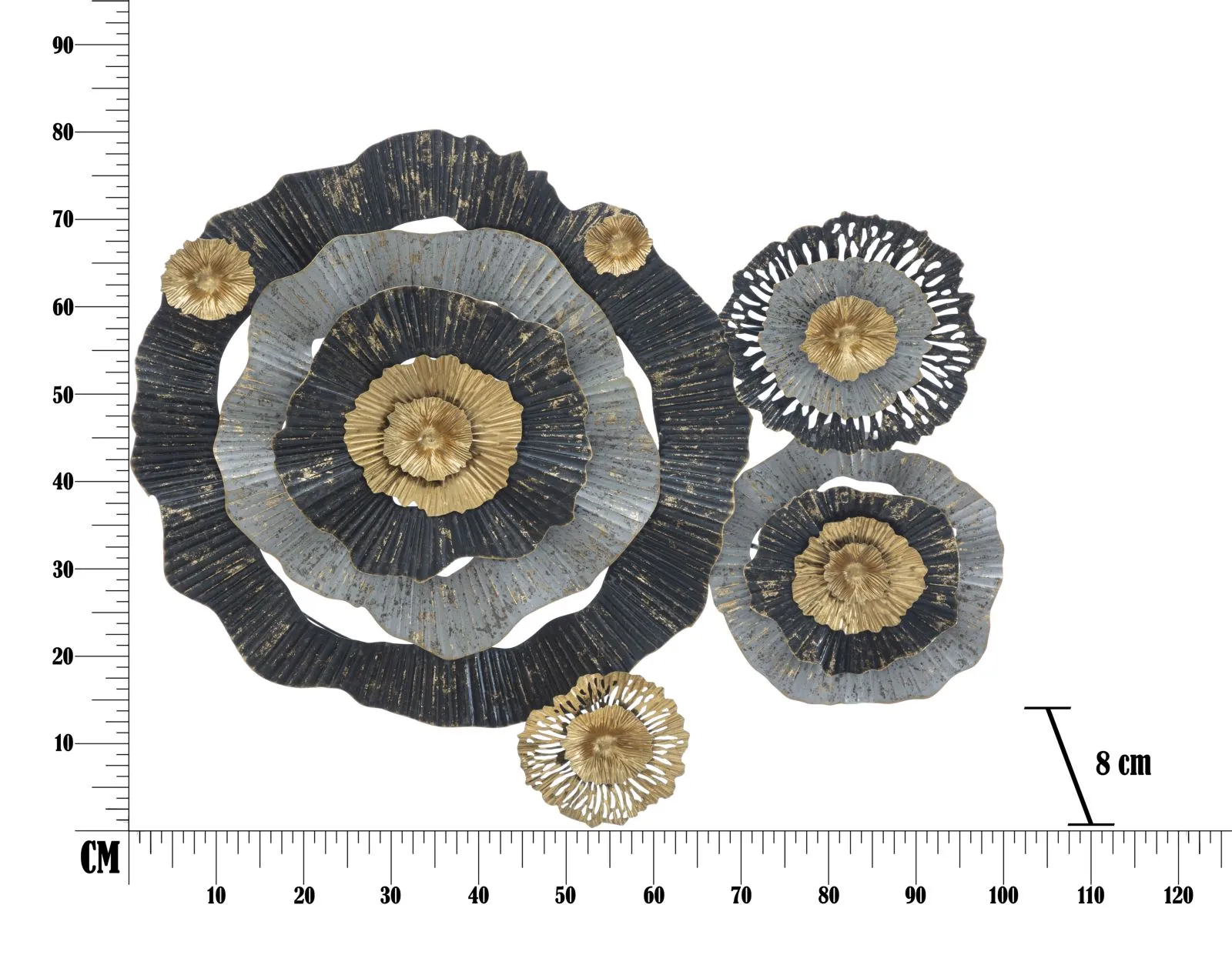 Golden & Balck & Grey Flowers Wall Decor