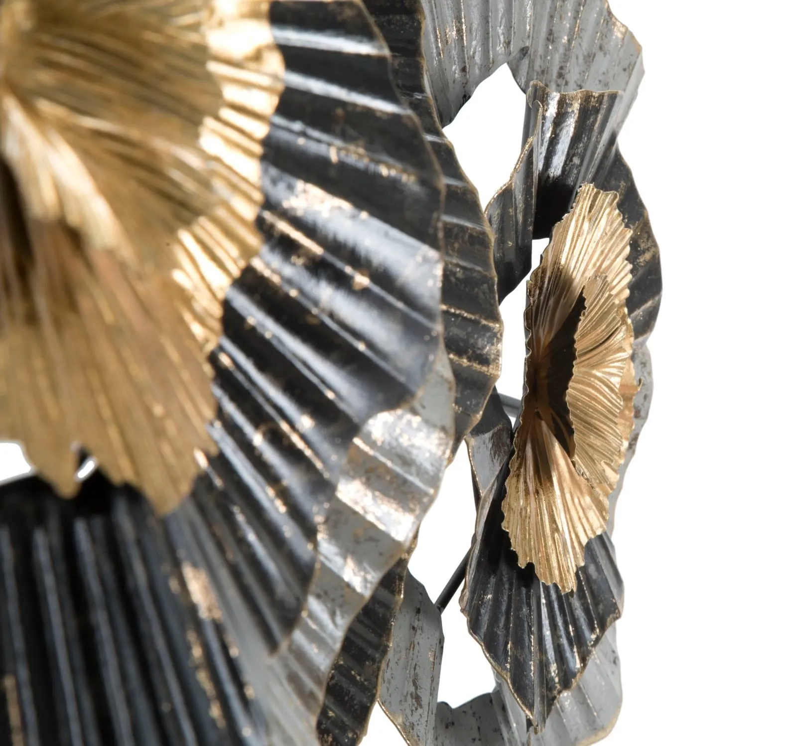 Golden & Balck & Grey Flowers Wall Decor