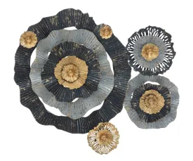Golden & Balck & Grey Flowers Wall Decor