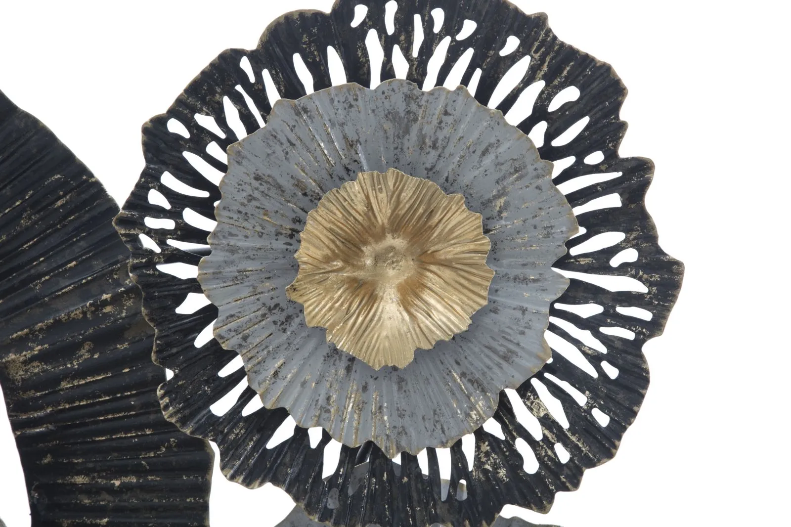 Golden & Balck & Grey Flowers Wall Decor