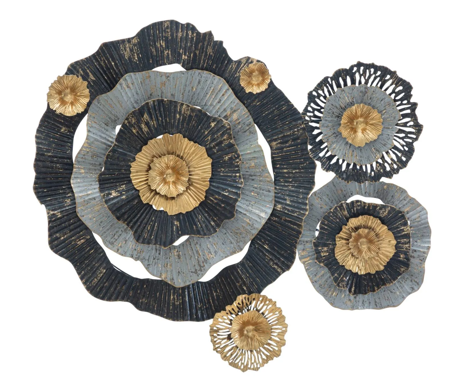 Golden & Balck & Grey Flowers Wall Decor