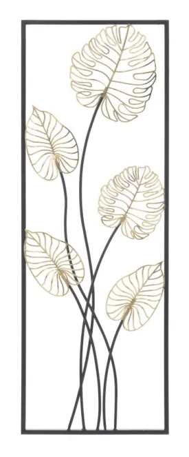 Golden & Black Palm Leaves Wall Decor in Frame
