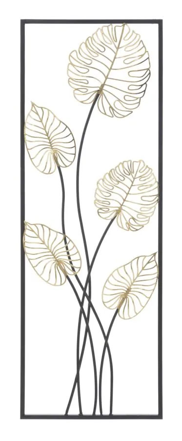 Golden & Black Palm Leaves Wall Decor in Frame
