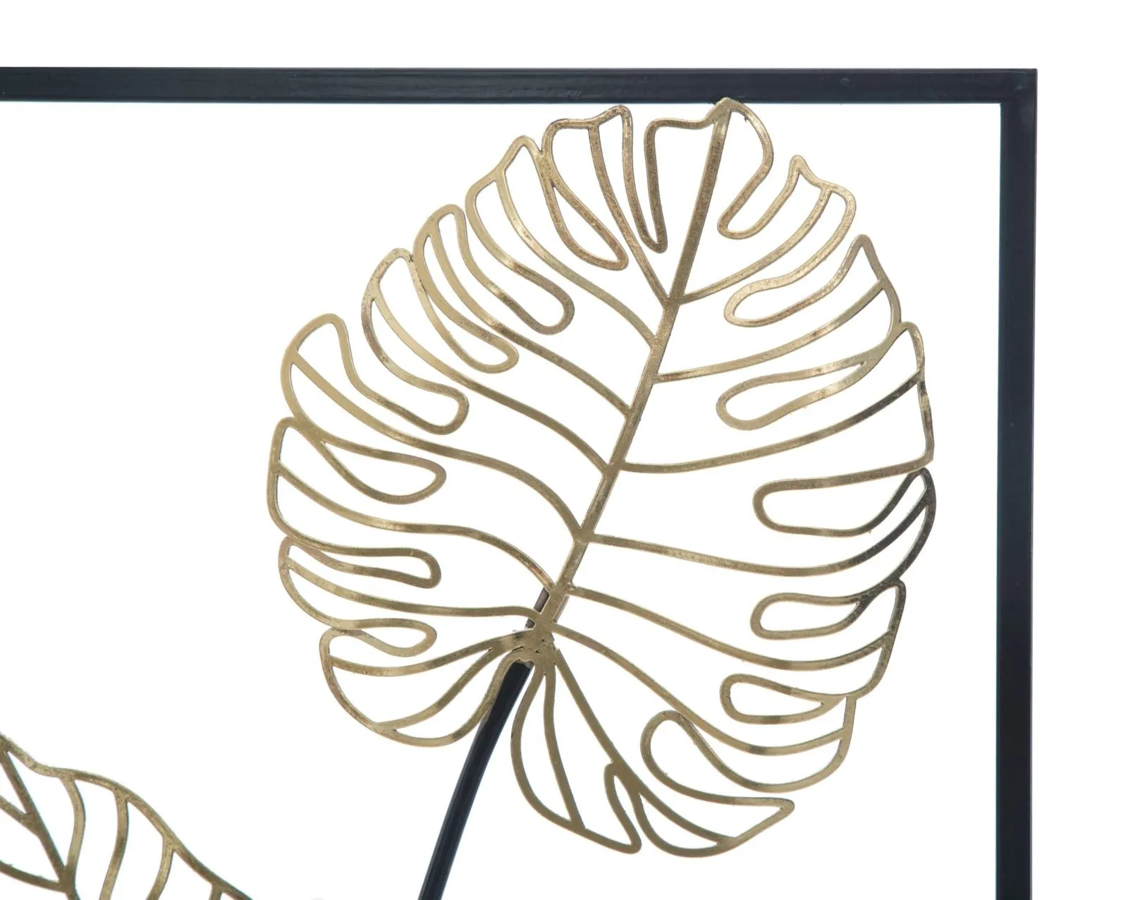Golden & Black Palm Leaves Wall Decor in Frame