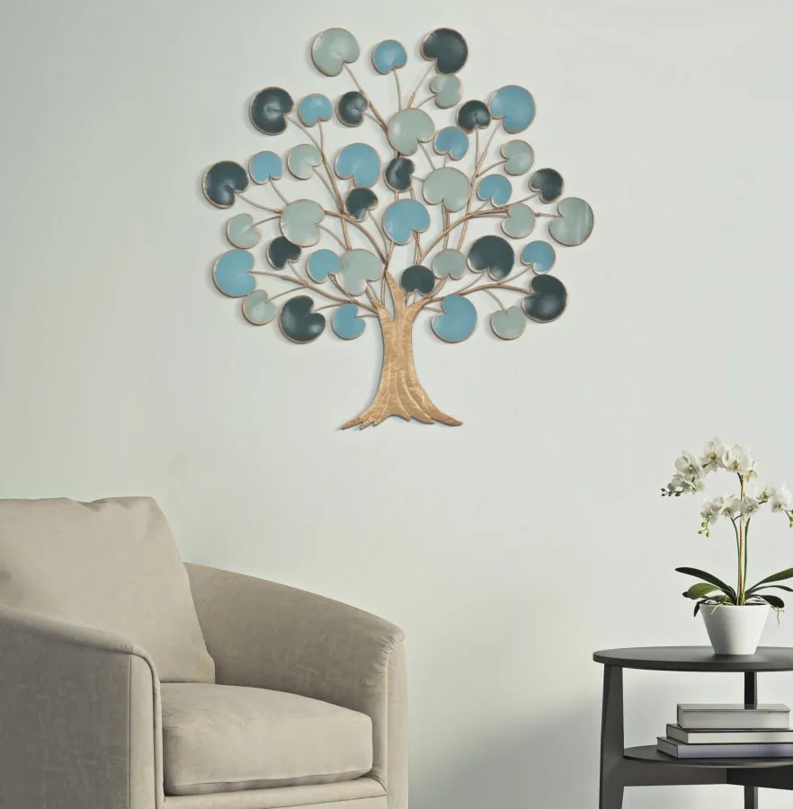 Golden & Blue Tree Wall Decor