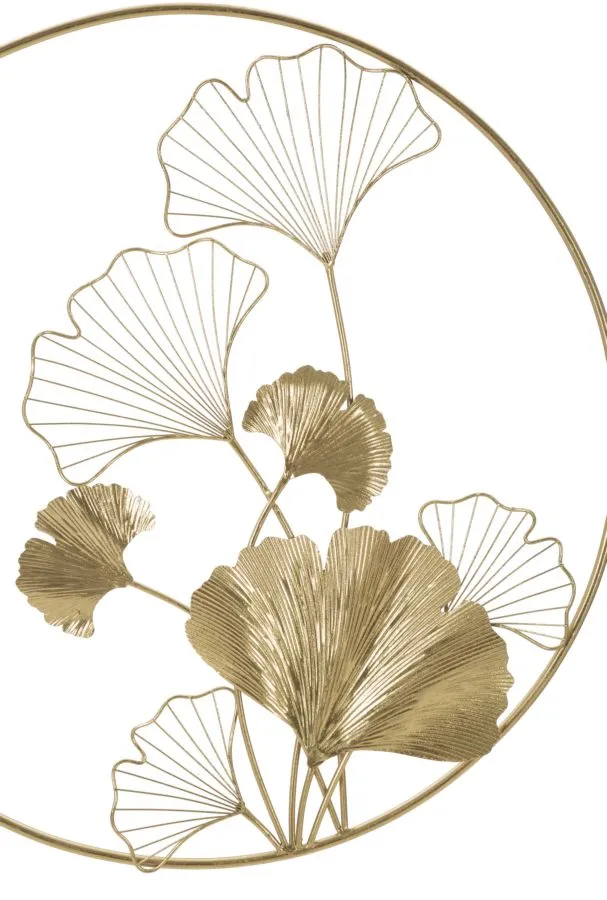 Golden Flowers in Round Frame Wall Decor