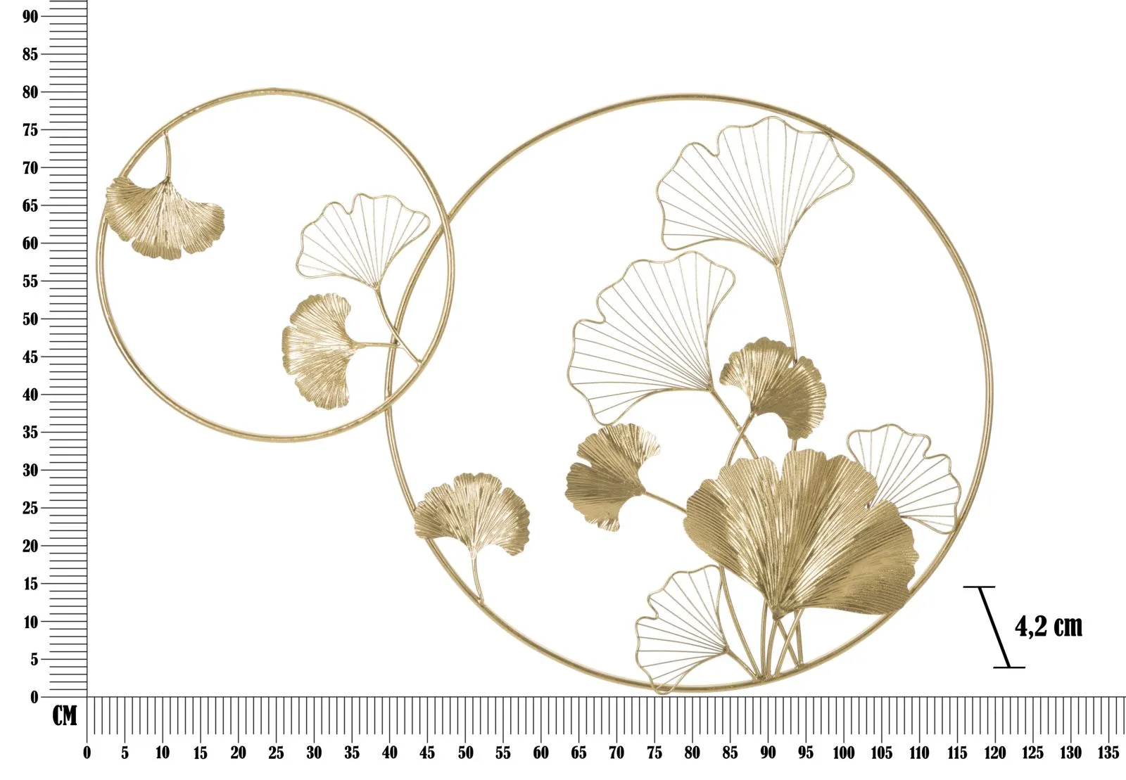 Golden Flowers in Round Frame Wall Decor