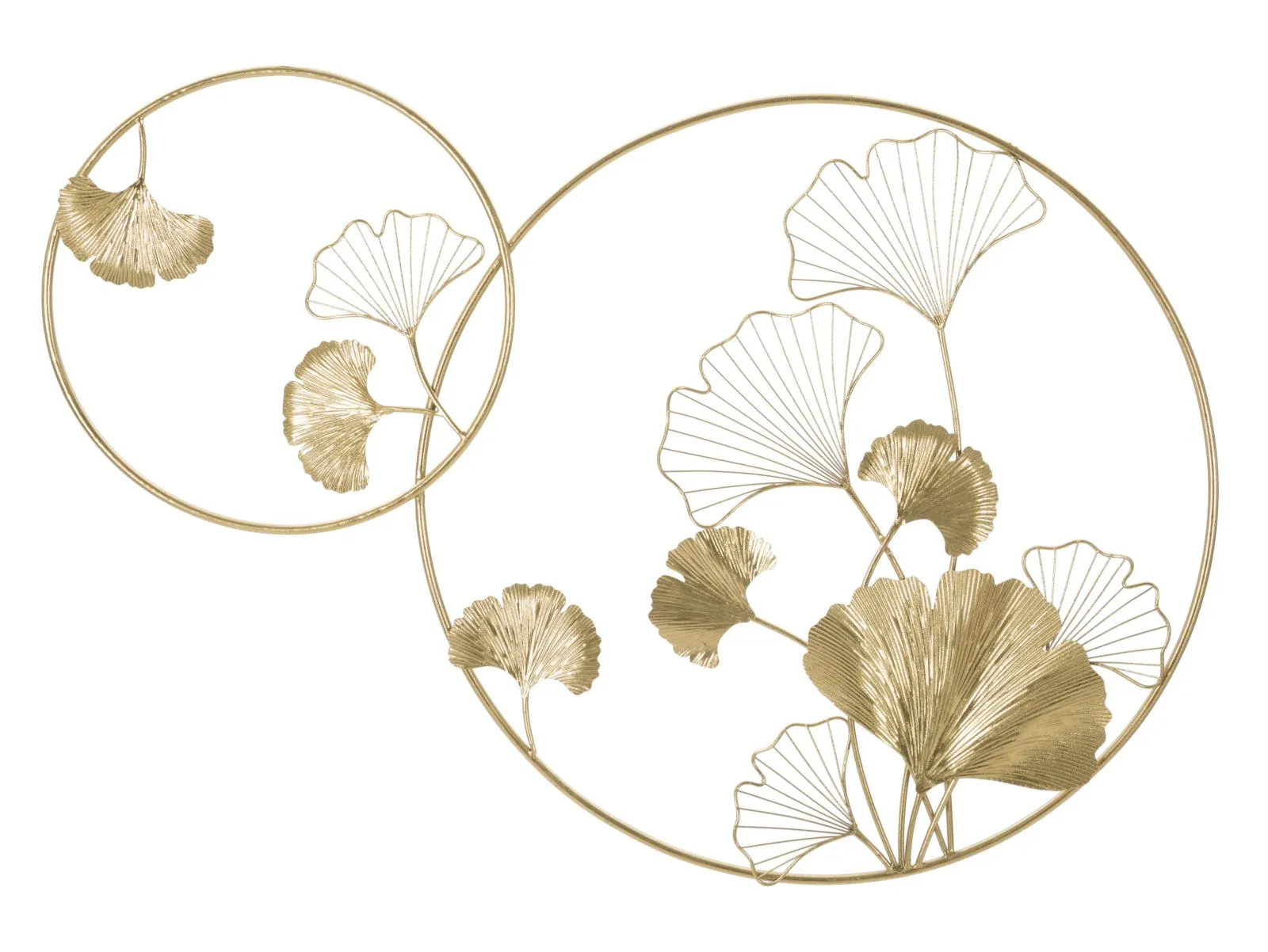 Golden Flowers in Round Frame Wall Decor