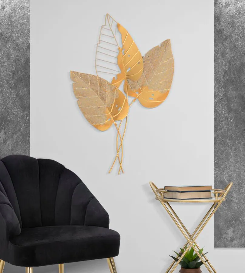 Golden Triple Leaf Wall Decor
