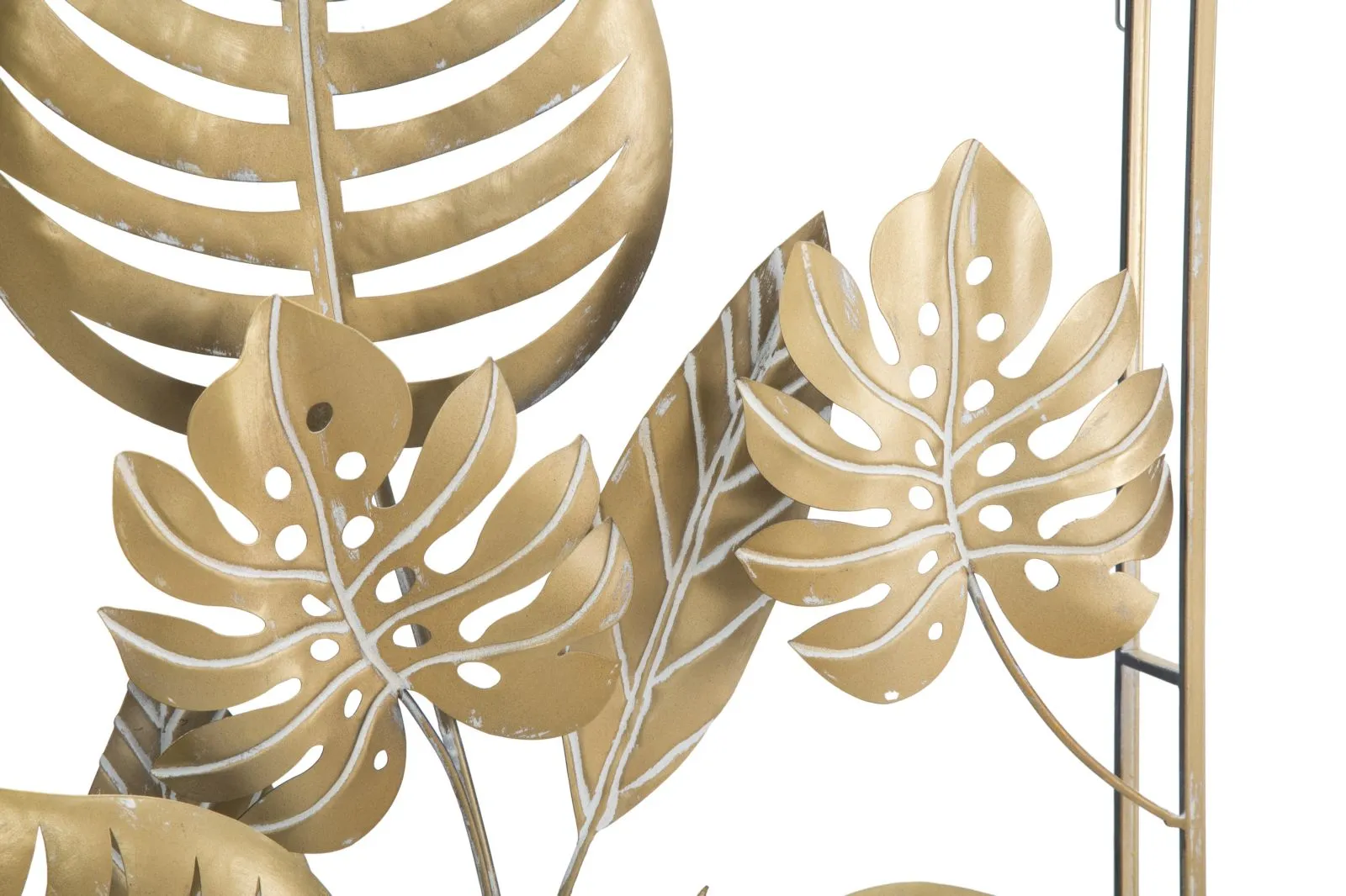 Golden Tropical Leaves in Square Frame Wall Decor