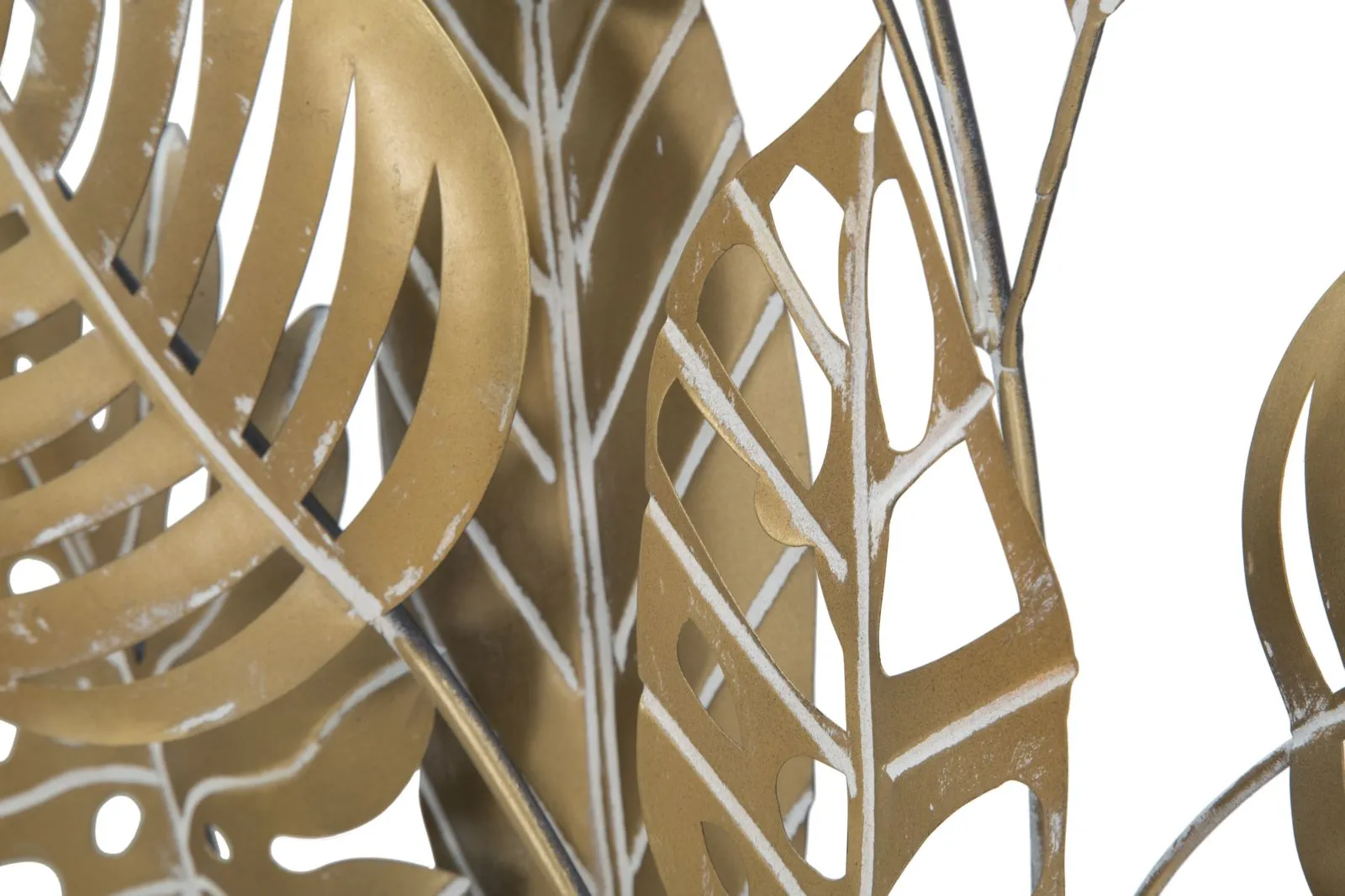 Golden Tropical Leaves in Square Frame Wall Decor