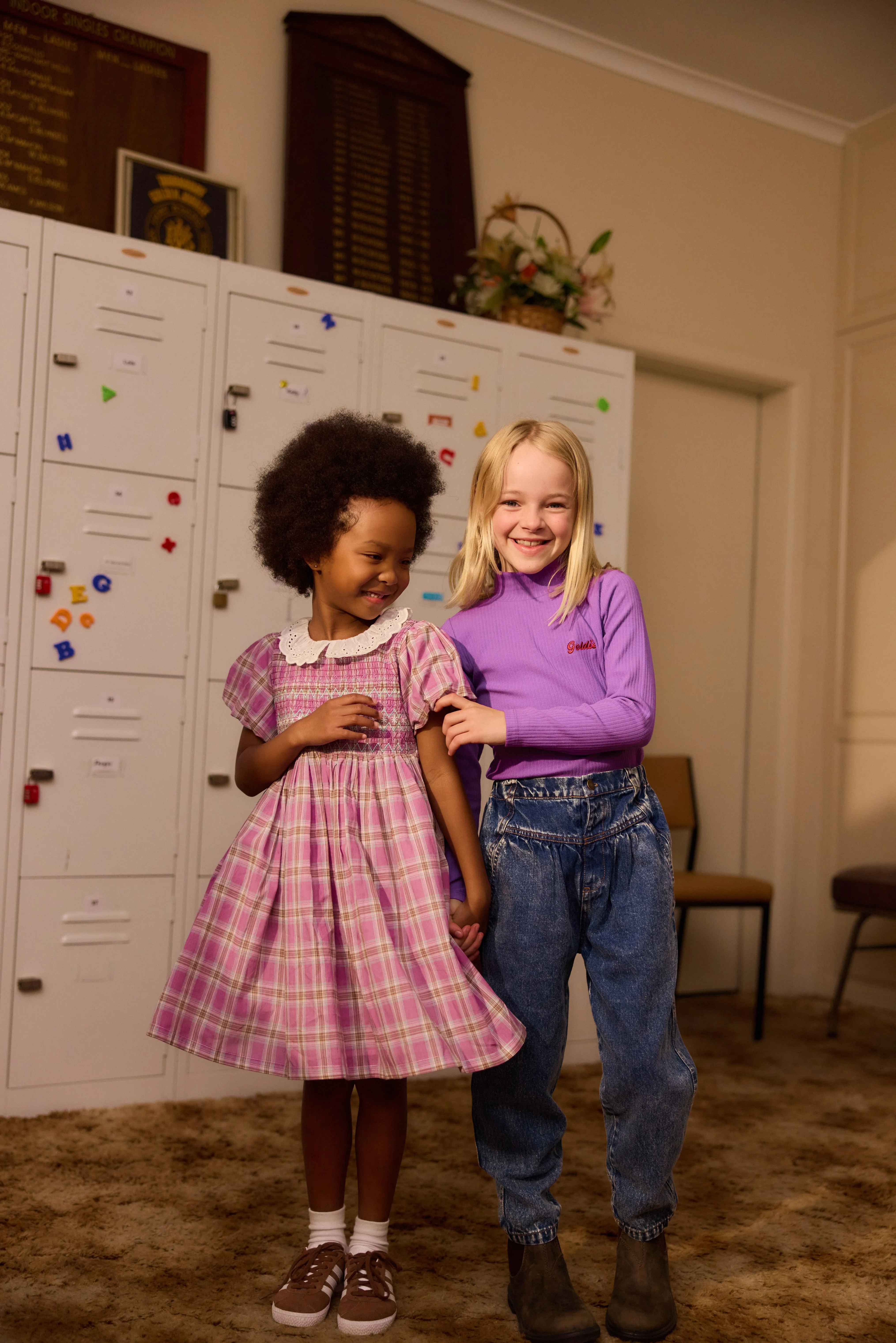 Goldie   Ace Flo Smocked Dress Mauve Check