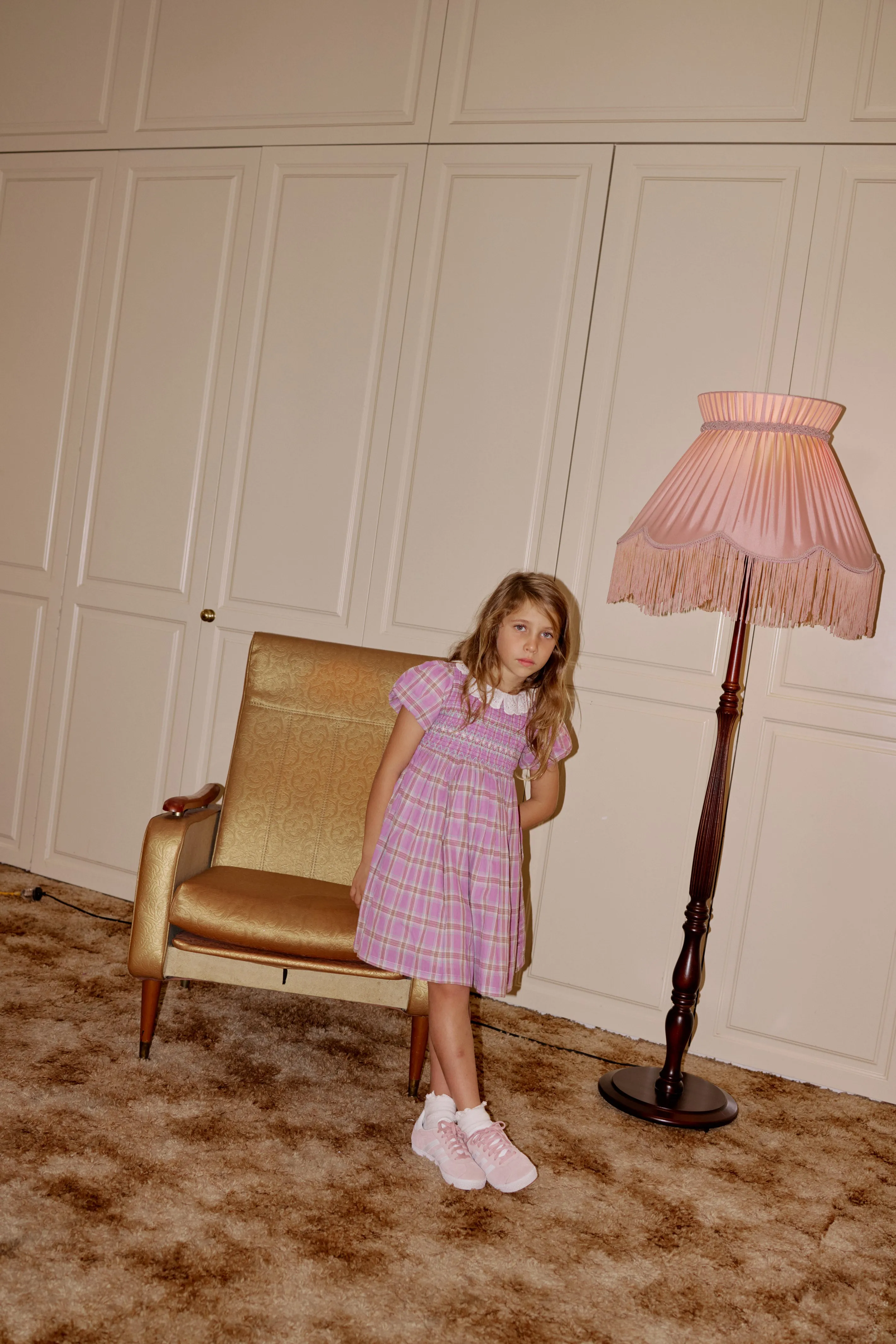 Goldie   Ace Flo Smocked Dress Mauve Check