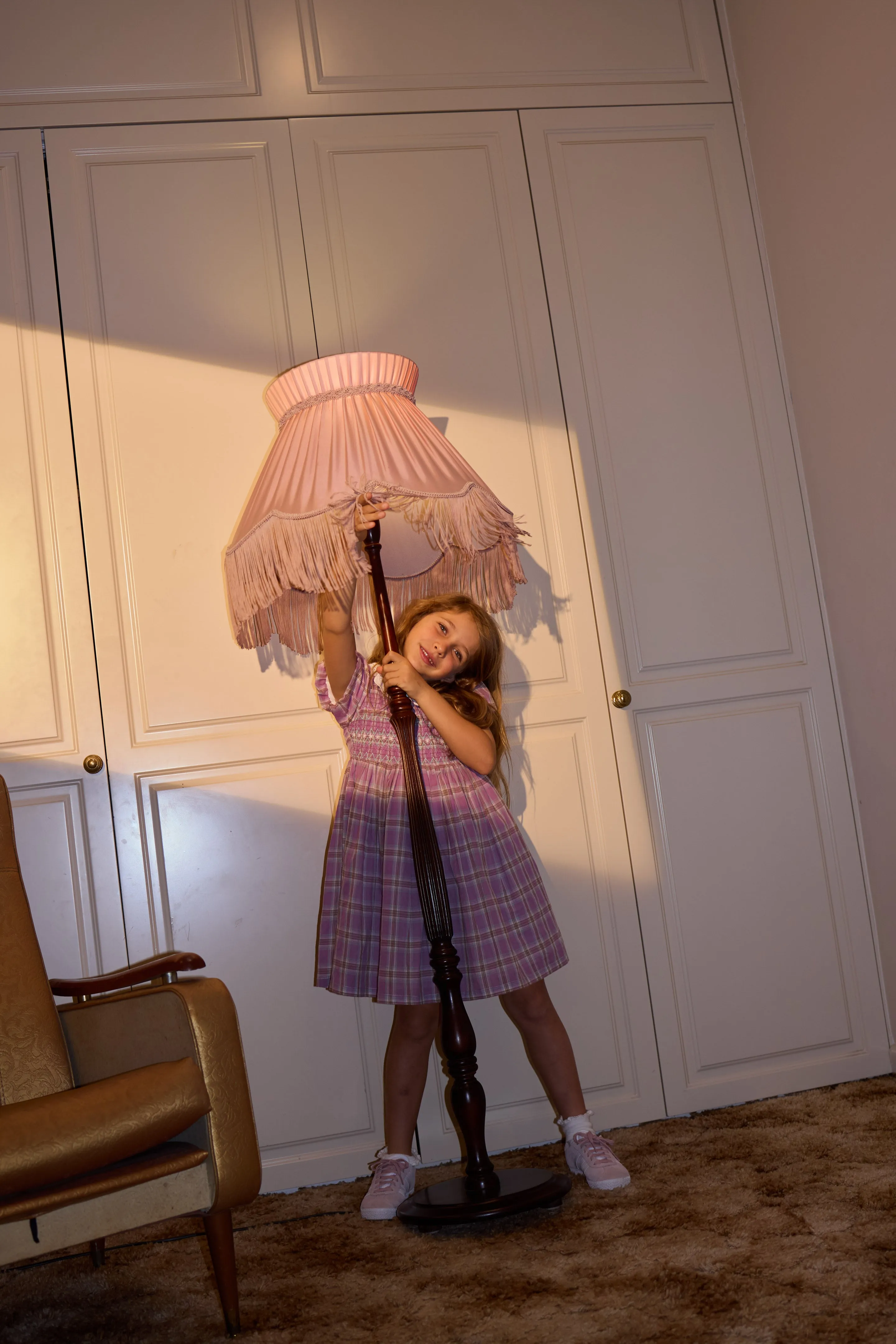 Goldie   Ace Flo Smocked Dress Mauve Check