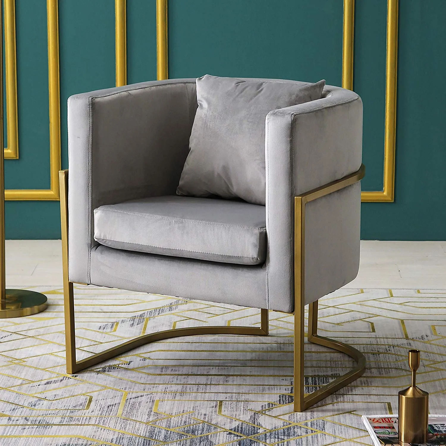 Gracie Accent Chair in Grey Velvet