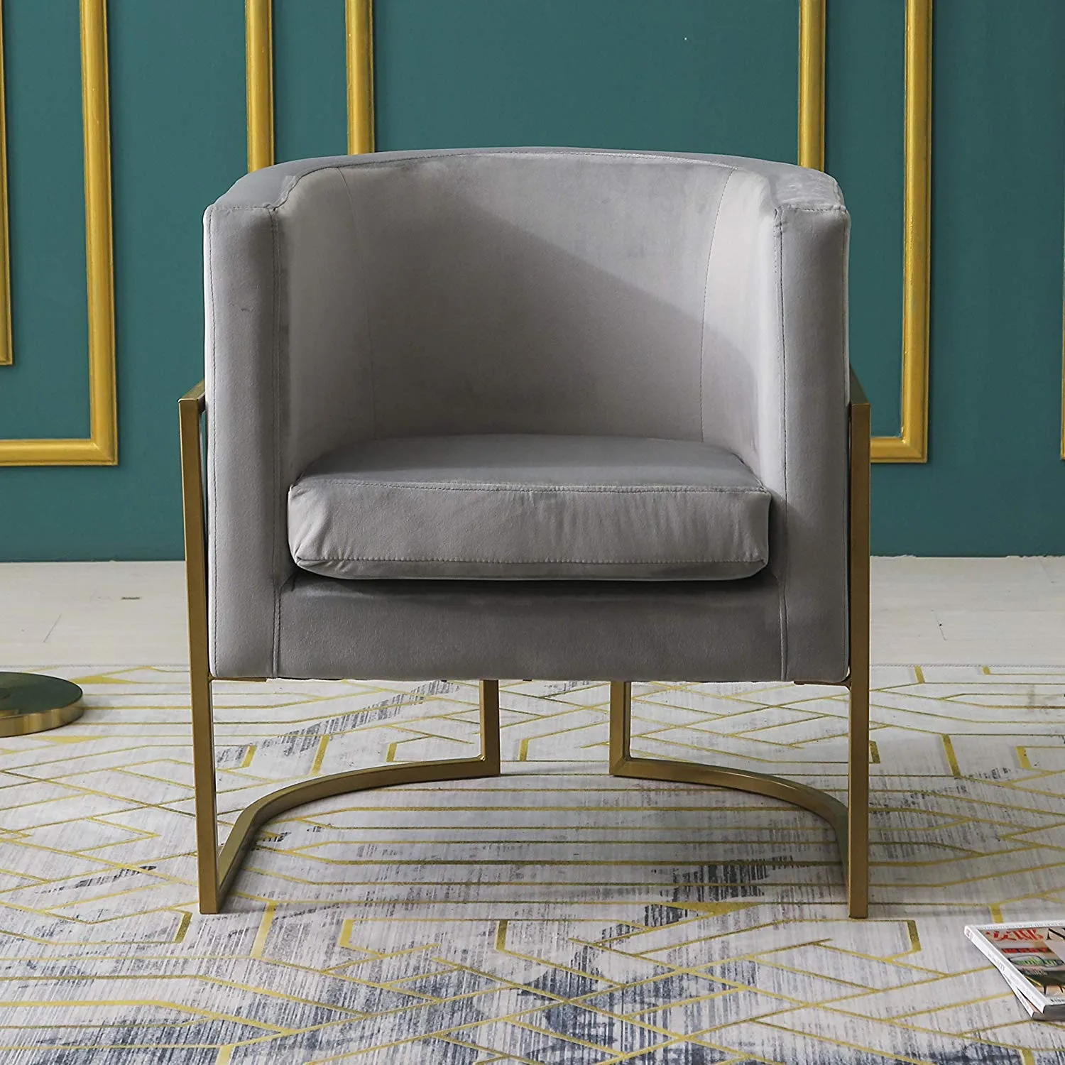 Gracie Accent Chair in Grey Velvet