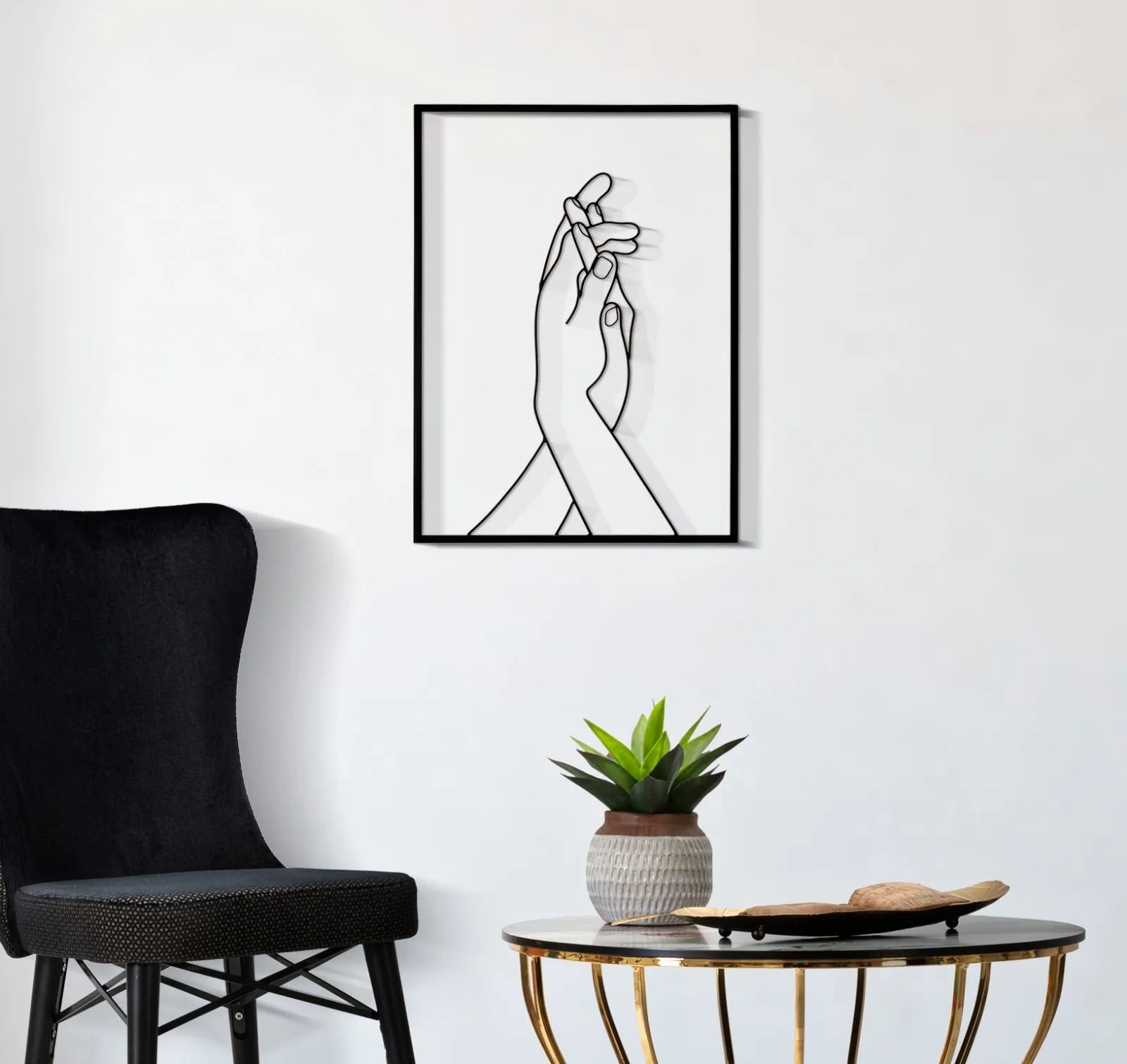 Hands in Square Frame Modern Metal Wall Decor