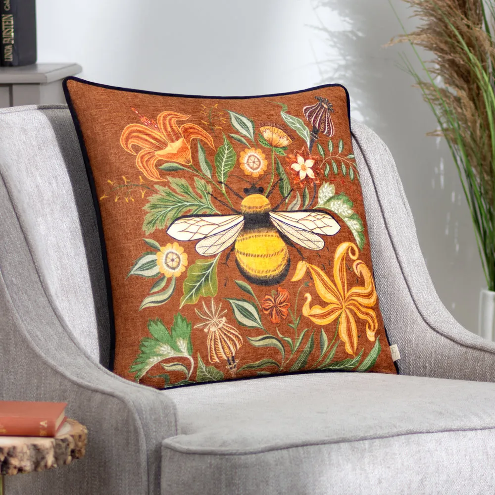 Hawthorn Bee Cushion Ginger