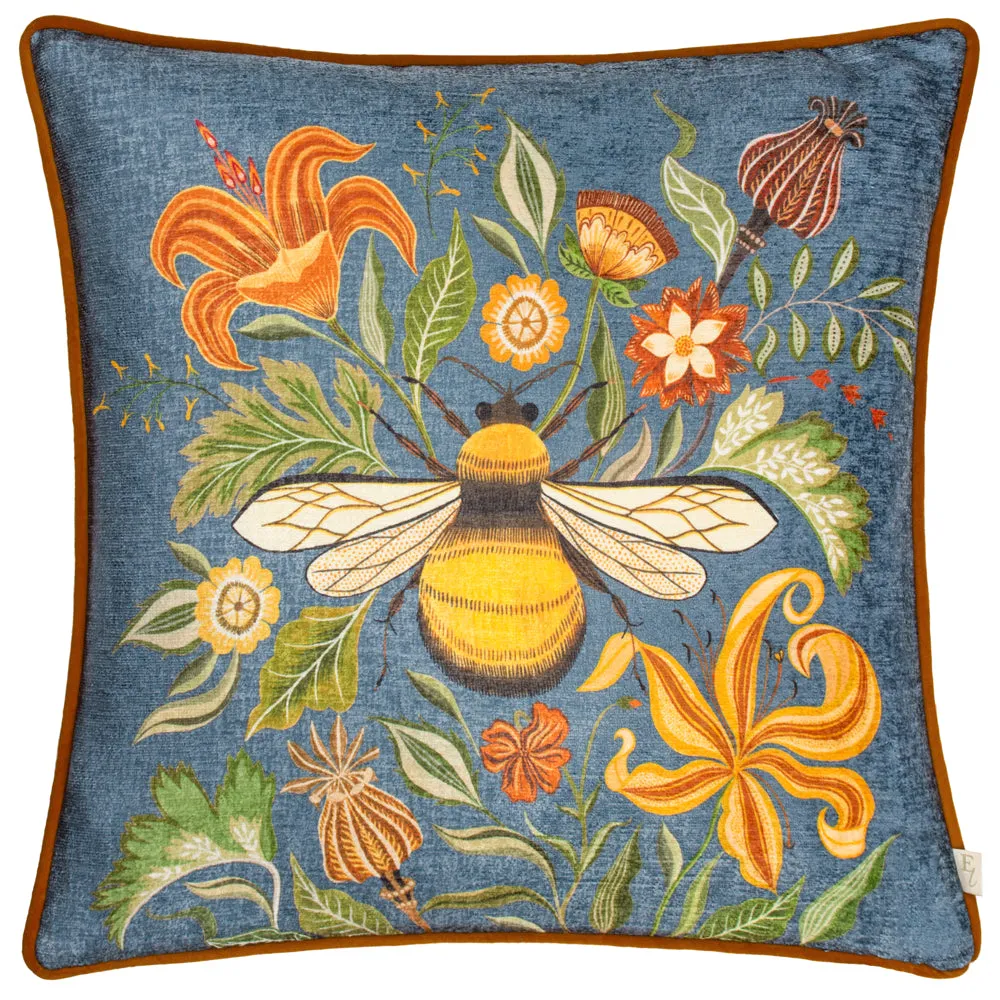 Hawthorn Bee Cushion Petrol