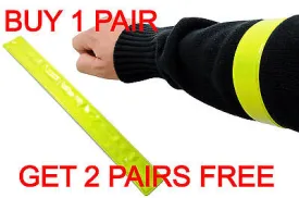 HI VIZ REFLECTIVE SNAP WRAP ARMBANDS CYCLING.RIDING,JOGGING BUY 2 GET 4 FREE