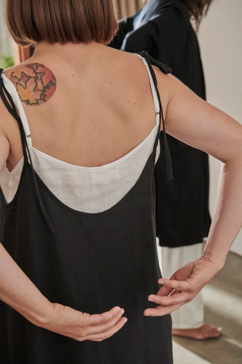 Linen Nightie -  Black