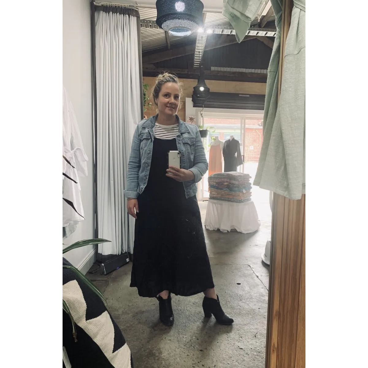 Linen Nightie -  Black