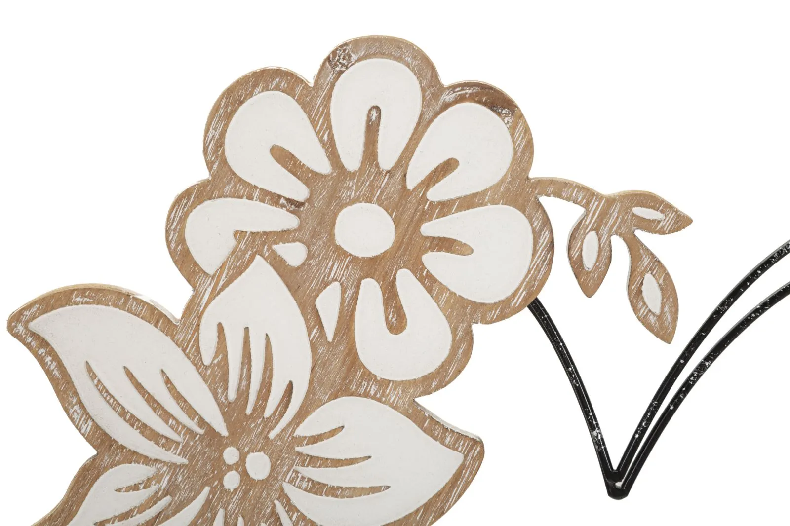 Metal & Wooden Heart with Flowers Wall Decor