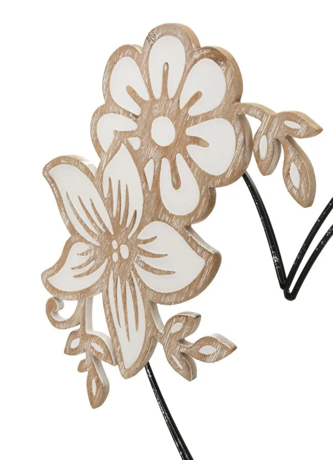 Metal & Wooden Heart with Flowers Wall Decor