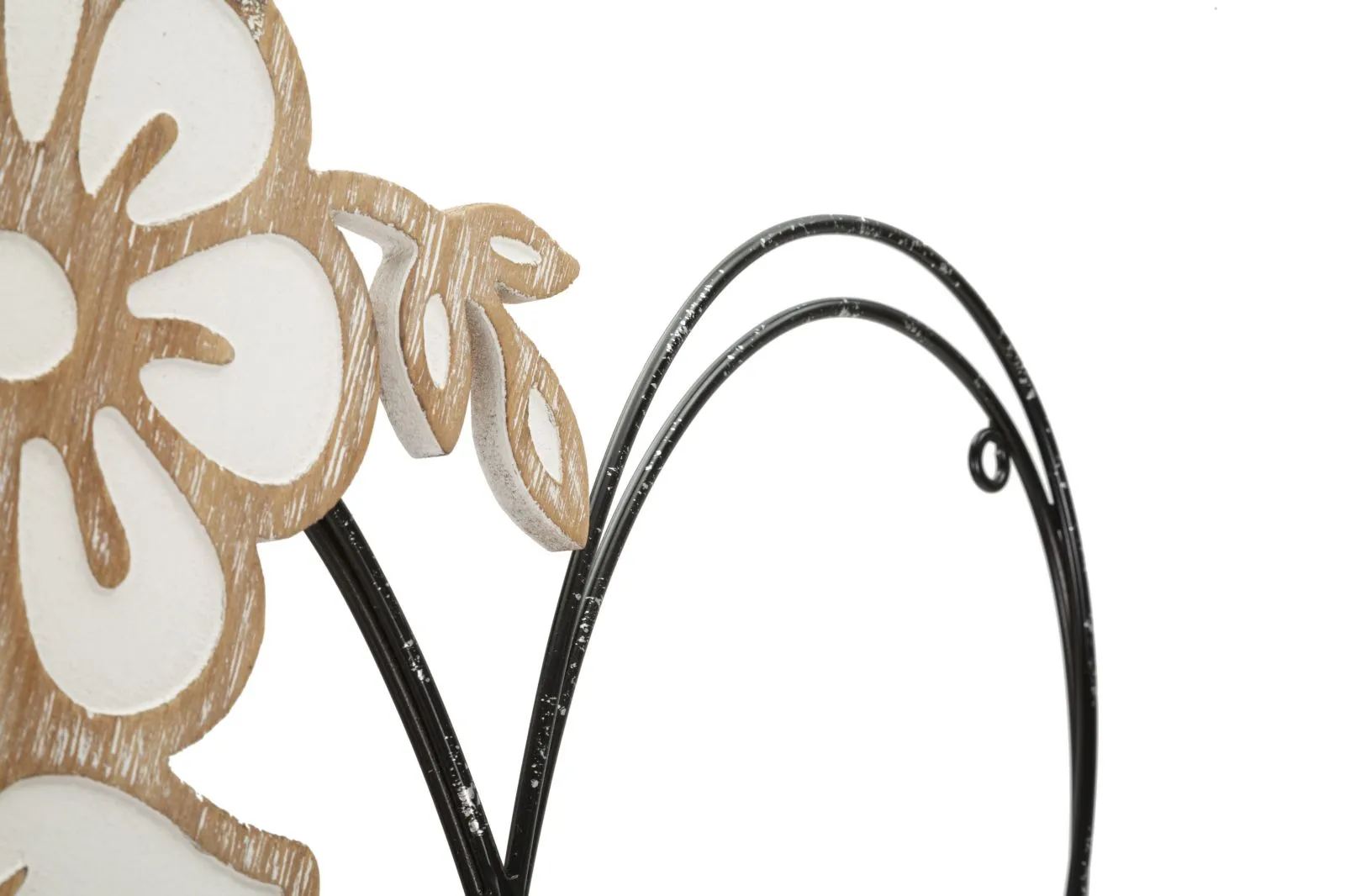 Metal & Wooden Heart with Flowers Wall Decor
