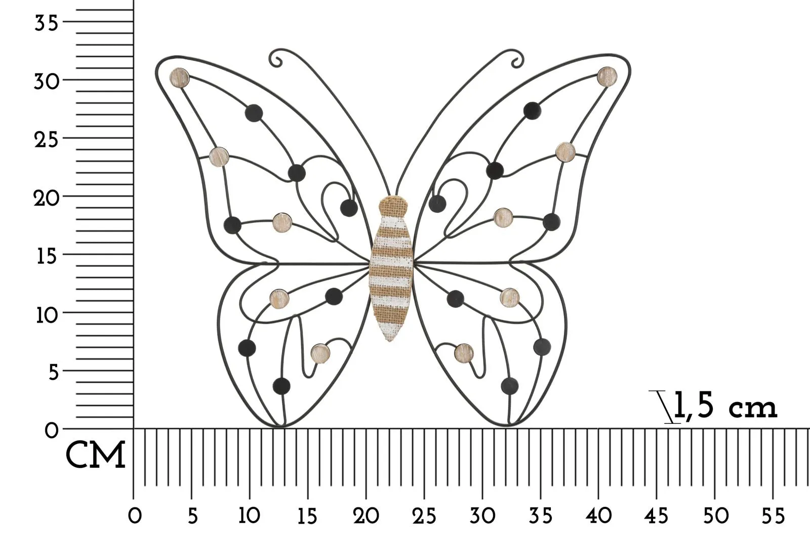 Metal & Wooden Large Butterfly Wall Dceor
