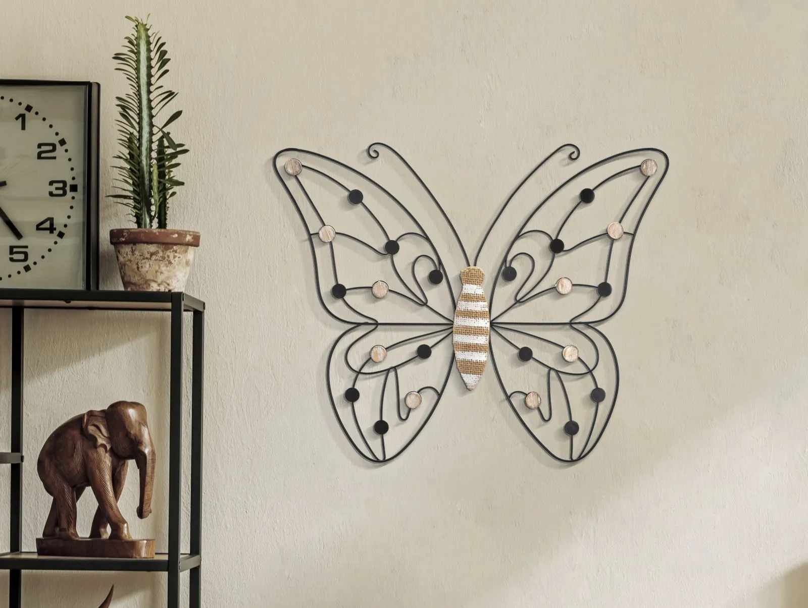 Metal & Wooden Large Butterfly Wall Dceor