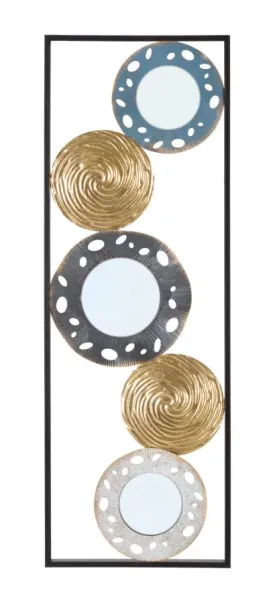 Metal Circles Geometric Wall Decor in Square Frame