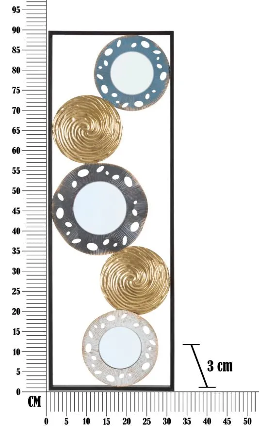 Metal Circles Geometric Wall Decor in Square Frame