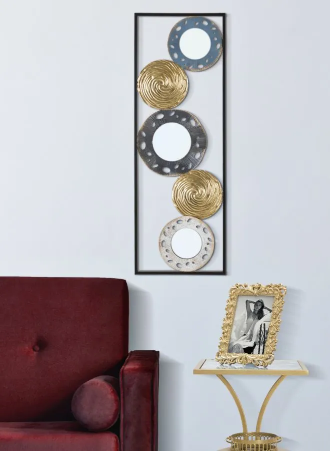 Metal Circles Geometric Wall Decor in Square Frame