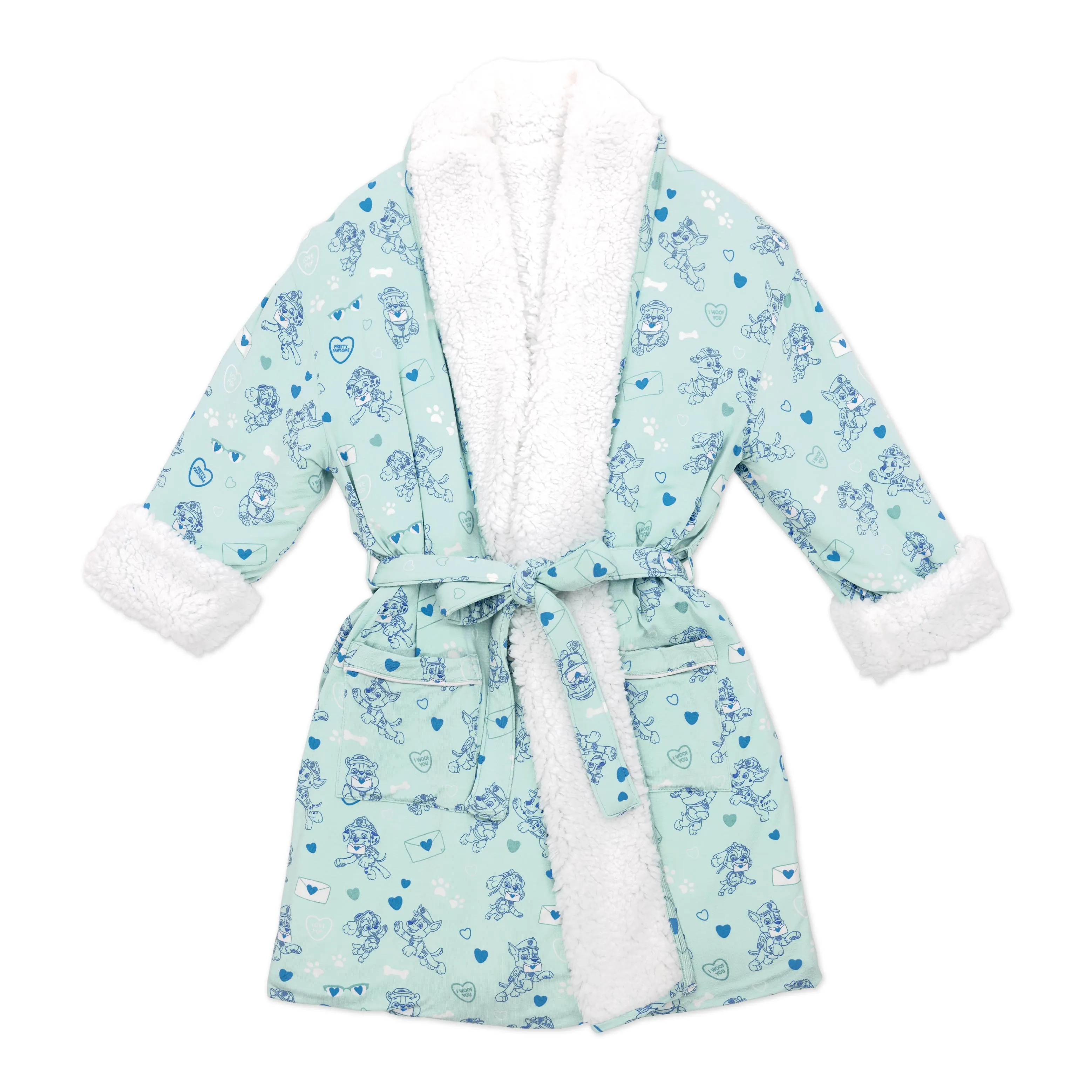 PAW Patrol: Valentine's Blue Kids Bamboo Sherpa Robe