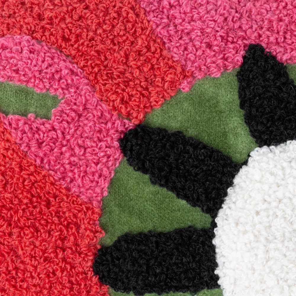 Poppy Cushion Khaki/Pink