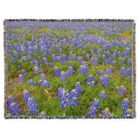 Round Top Texas Bluebonnets Woven Tapestry Blanket