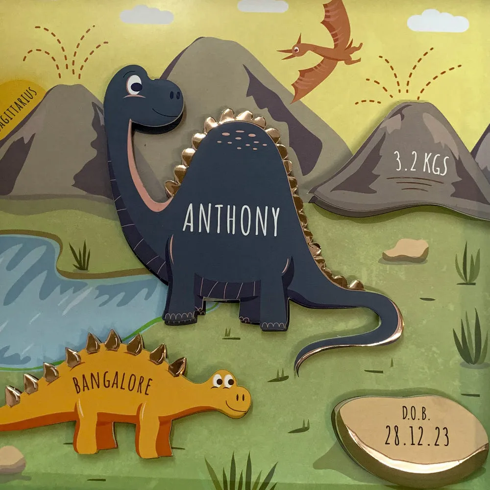 Shadow Box Frame with Rose Gold Foil - Dinosaurs