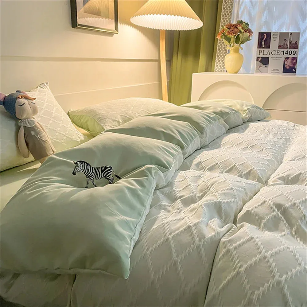 SINOTAO  -  Bedding Set Fashion Skin Friendly Fabric Home Hotel King Size Single Double Bed Set Duvet Cover Quilt Cover Pillowcase Bed Linen