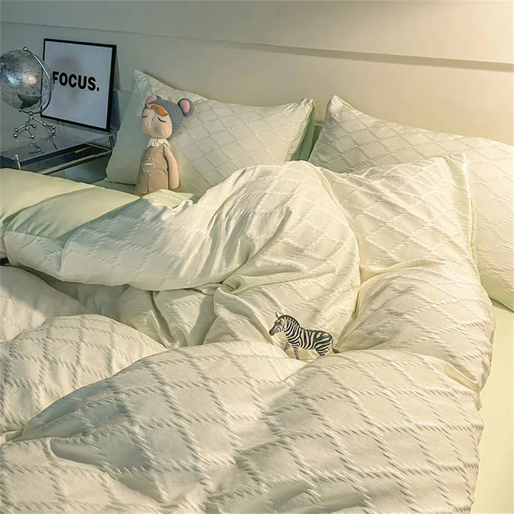 SINOTAO  -  Bedding Set Fashion Skin Friendly Fabric Home Hotel King Size Single Double Bed Set Duvet Cover Quilt Cover Pillowcase Bed Linen