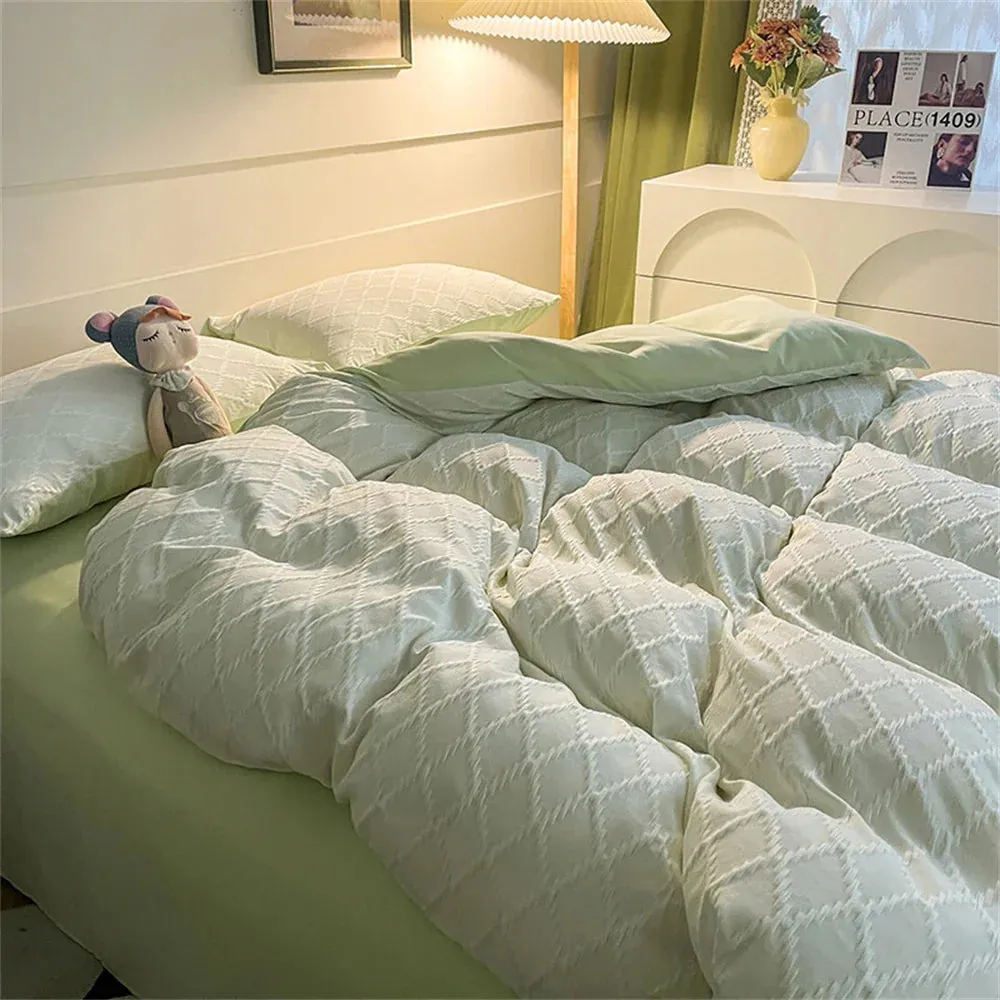 SINOTAO  -  Bedding Set Fashion Skin Friendly Fabric Home Hotel King Size Single Double Bed Set Duvet Cover Quilt Cover Pillowcase Bed Linen