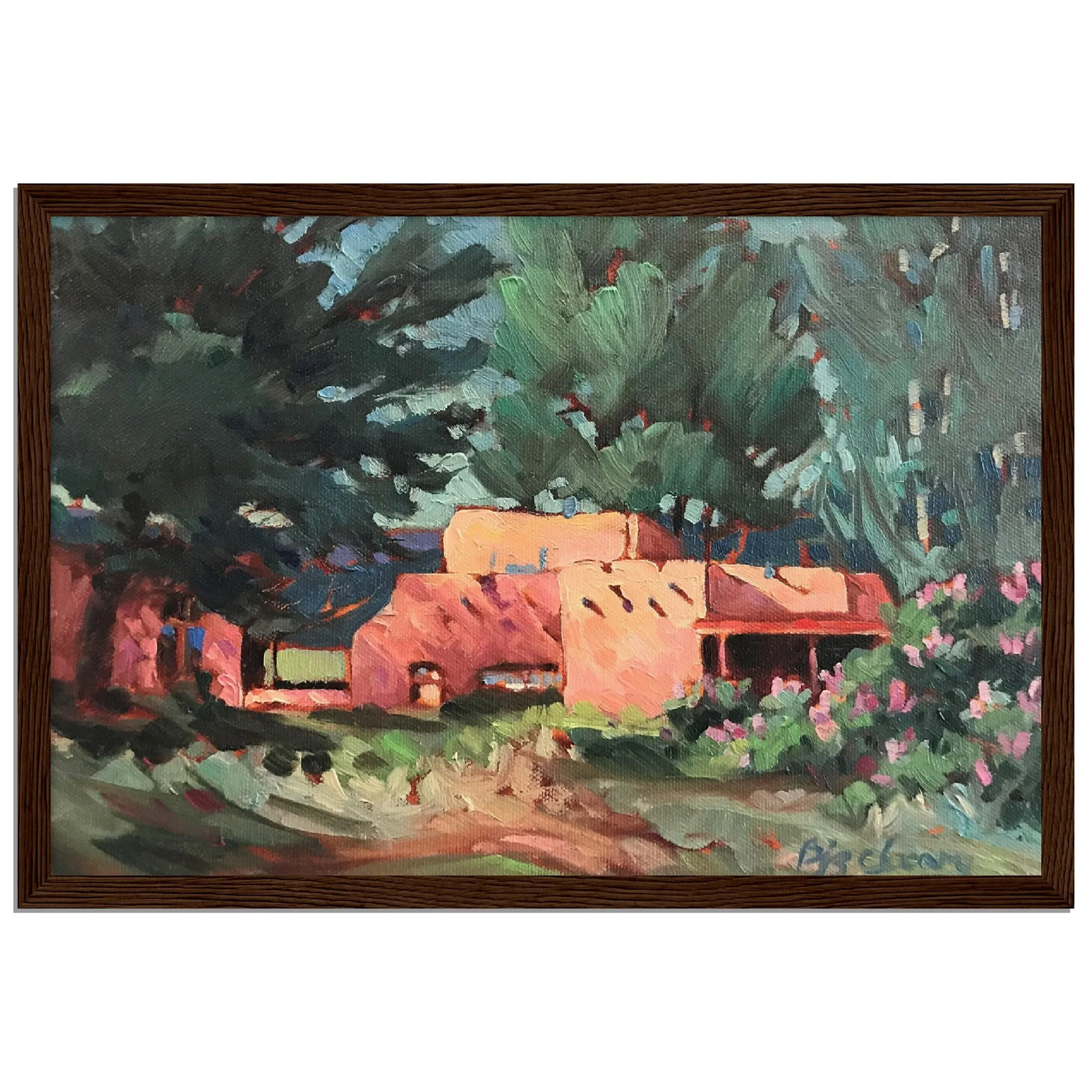 'Spring in Taos' Landscape I 12x18 inch Wooden Framed Southwest Art Print I Original Artwork by American Artist Barbara Cleary I F75