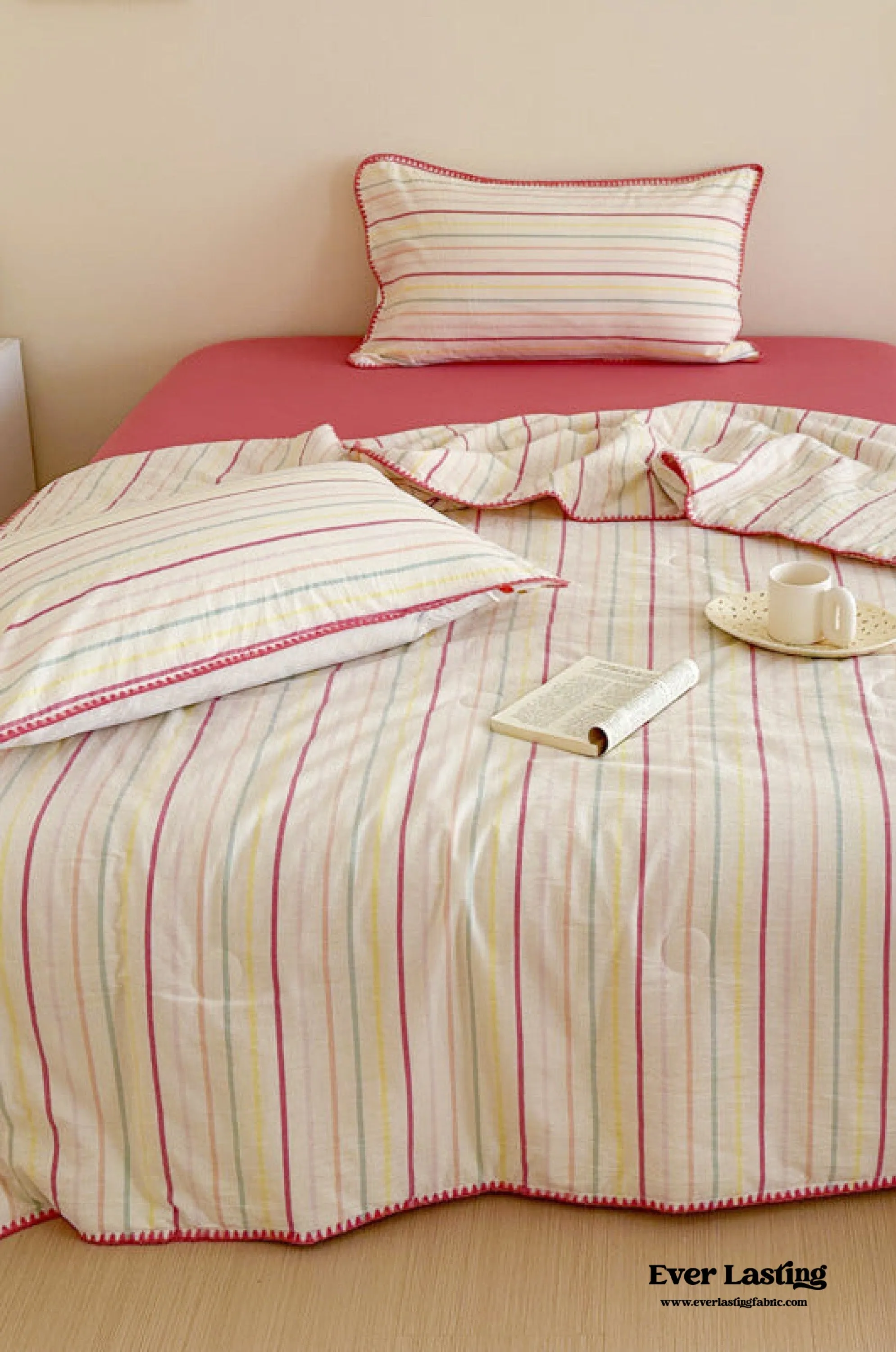 Striped Breathable Blanket Set / Gray