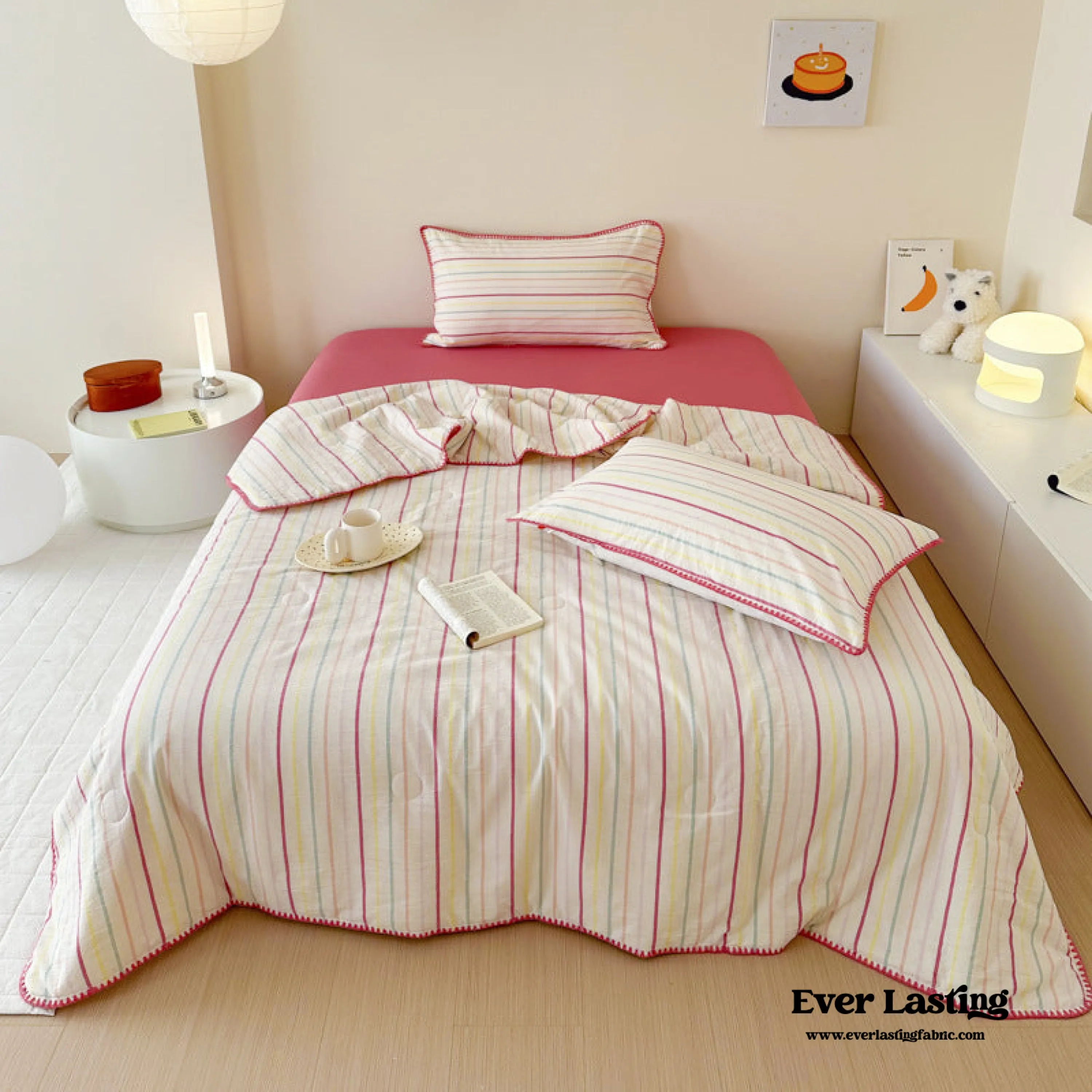 Striped Breathable Blanket Set / Gray