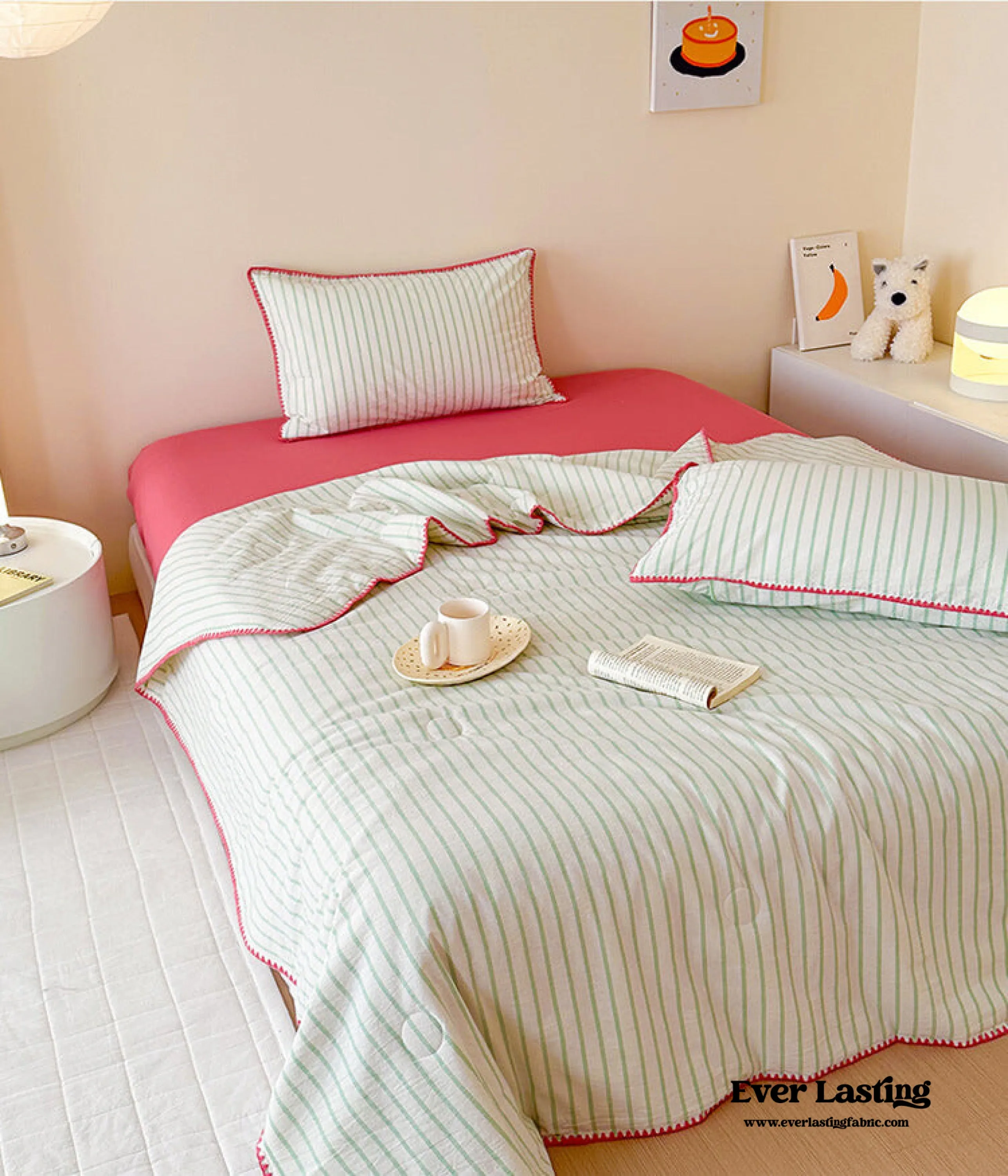 Striped Breathable Blanket Set / Gray