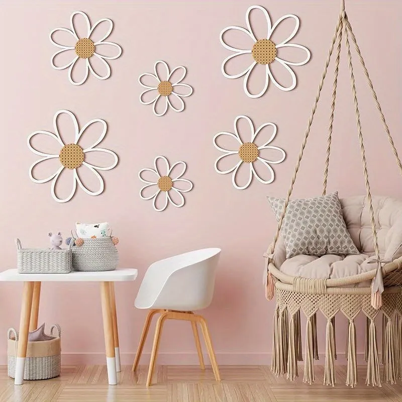 Wooden Daisy Wall Art - 6/3Pc Set