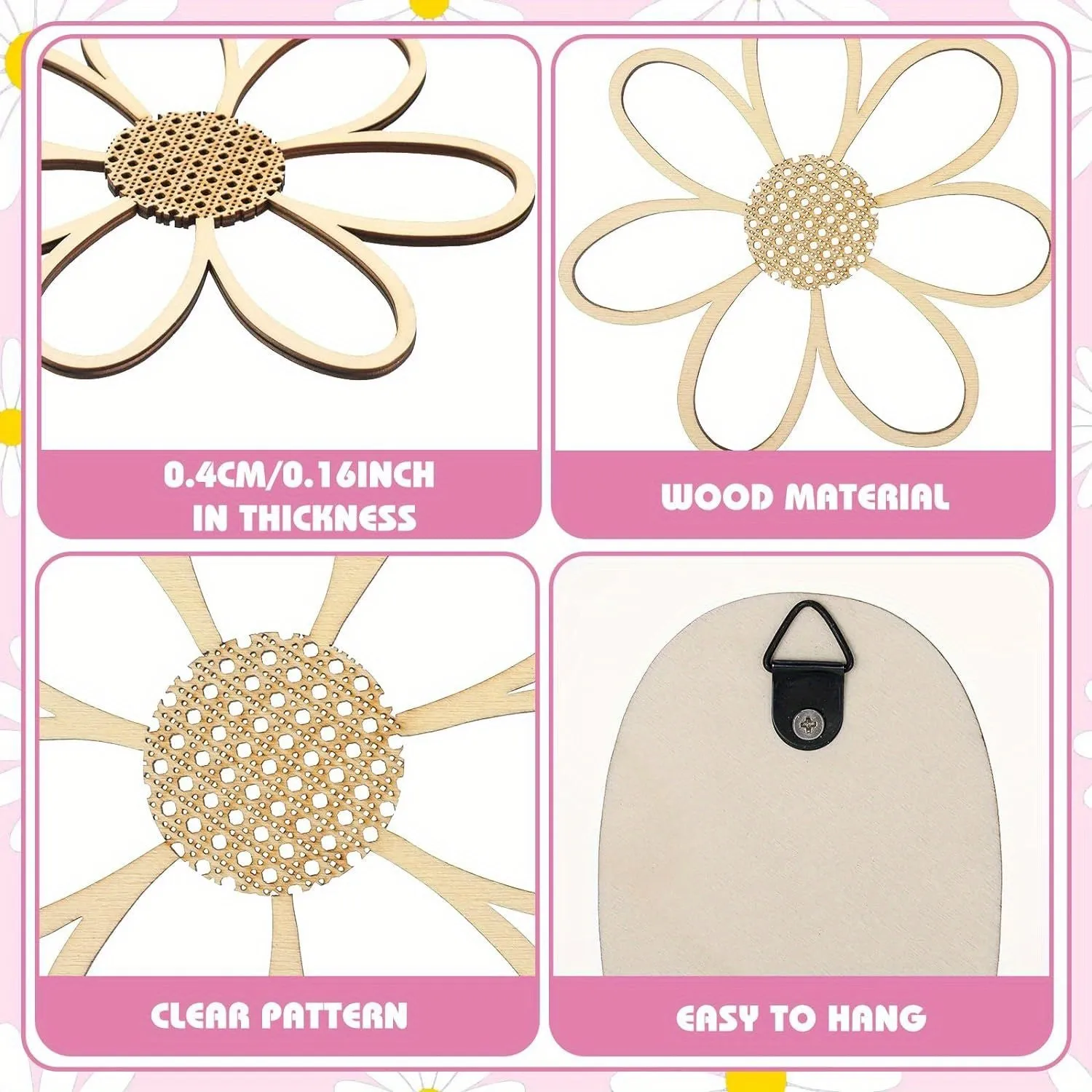 Wooden Daisy Wall Art - 6/3Pc Set